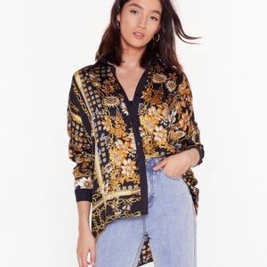 NASTY GAL Won't Chain My Mind Satin Printed Shirt
